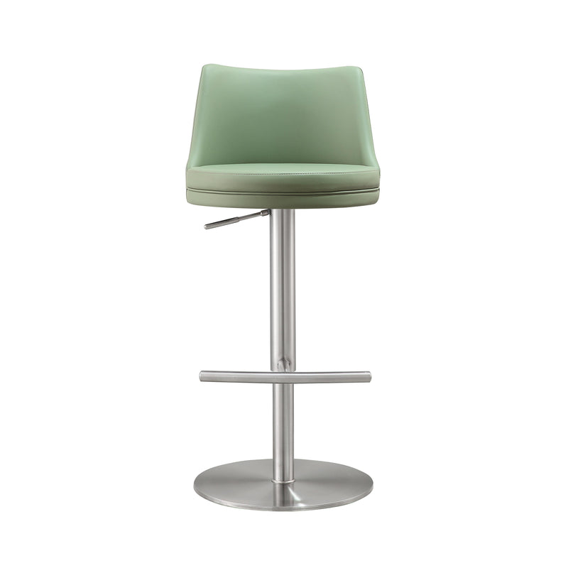 Reagan Sea Foam Green and Silver Adjustable Stool