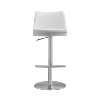 Reagan White and Silver Adjustable Stool