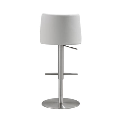 Reagan White and Silver Adjustable Stool