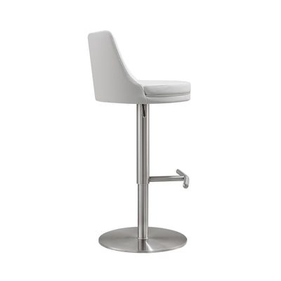 Reagan White and Silver Adjustable Stool