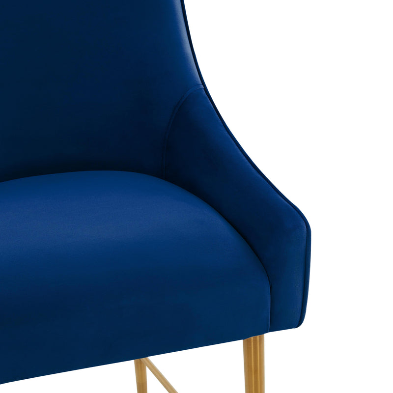 Beatrix Navy Velvet Counter Stool - Gold Legs