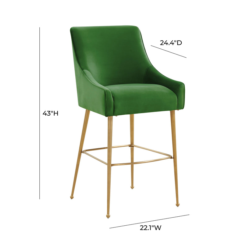 Beatrix Green Velvet Bar Stool - Gold Legs