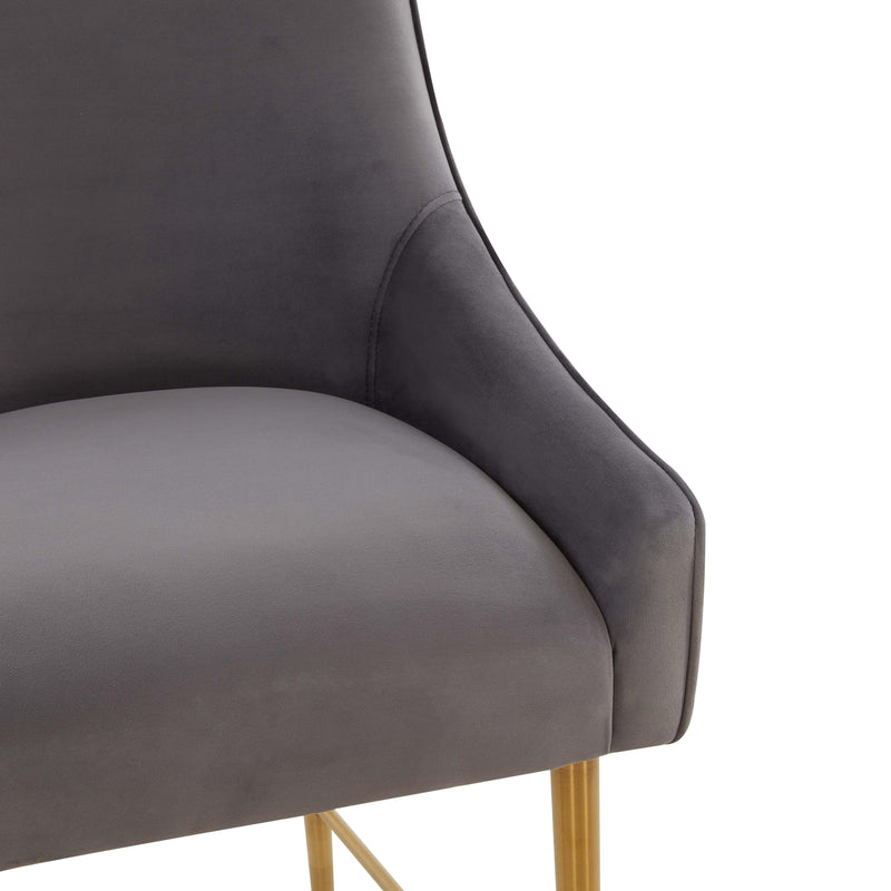 Beatrix Dark Grey Velvet Counter Stool - Gold Legs