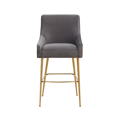 Beatrix Dark Grey Velvet Bar Stool - Gold Legs