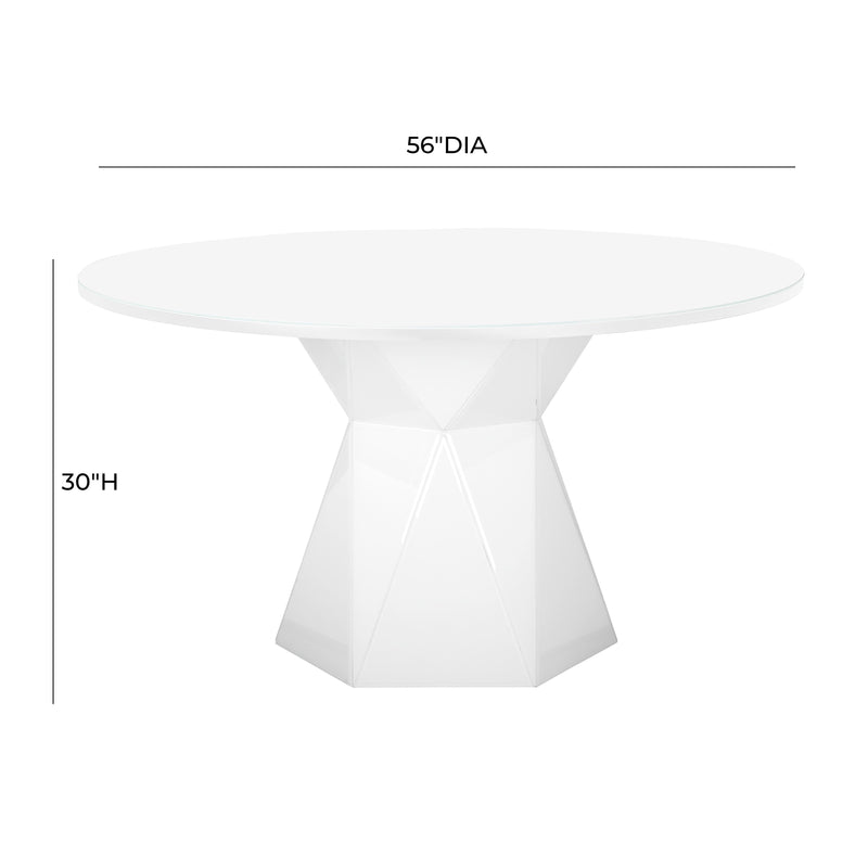 Iris White Glass Dining Table