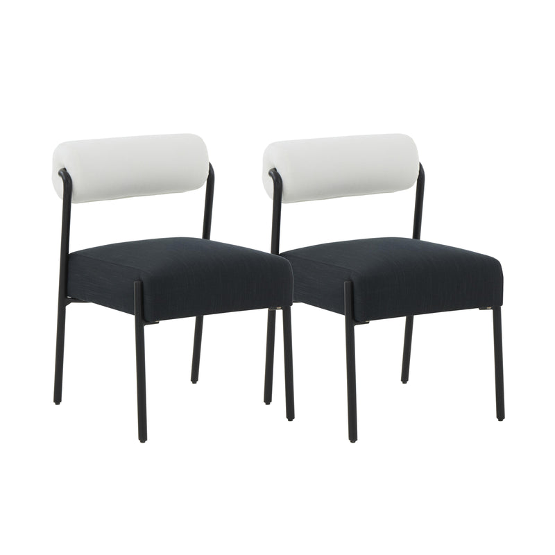 Jolene Cream and Black Performance Linen Dining Chair