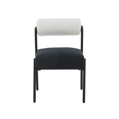 Jolene Cream and Black Performance Linen Dining Chair