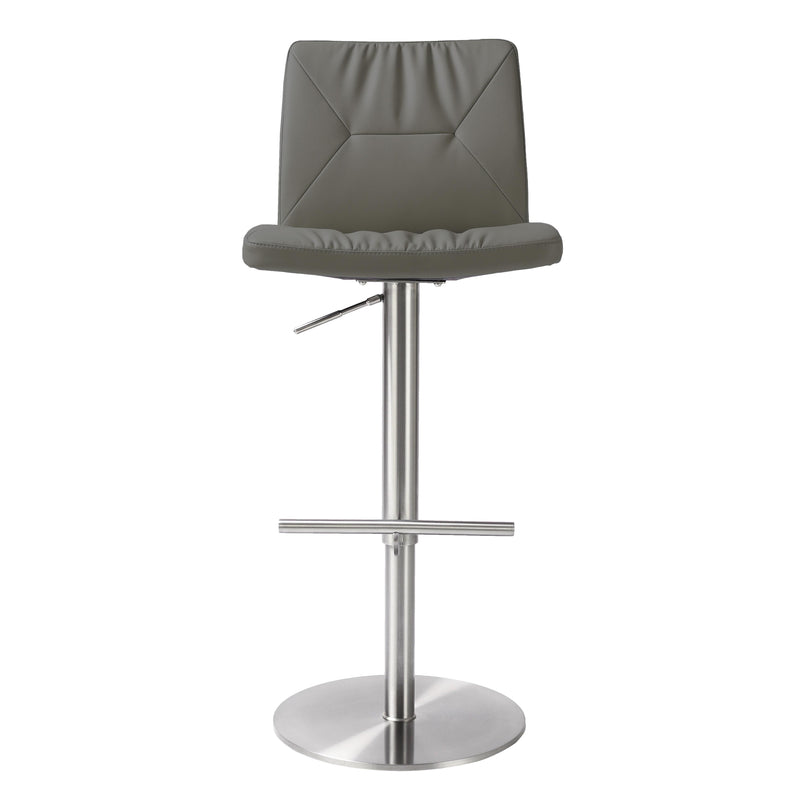 Paddy Dark Grey Vegan Leather on Silver Adjustable Stool