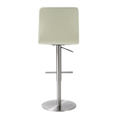 Paddy Light Grey Vegan Leather on Silver Adjustable Stool