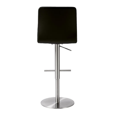 Paddy Black Vegan Leather on Silver Adjustable Stool