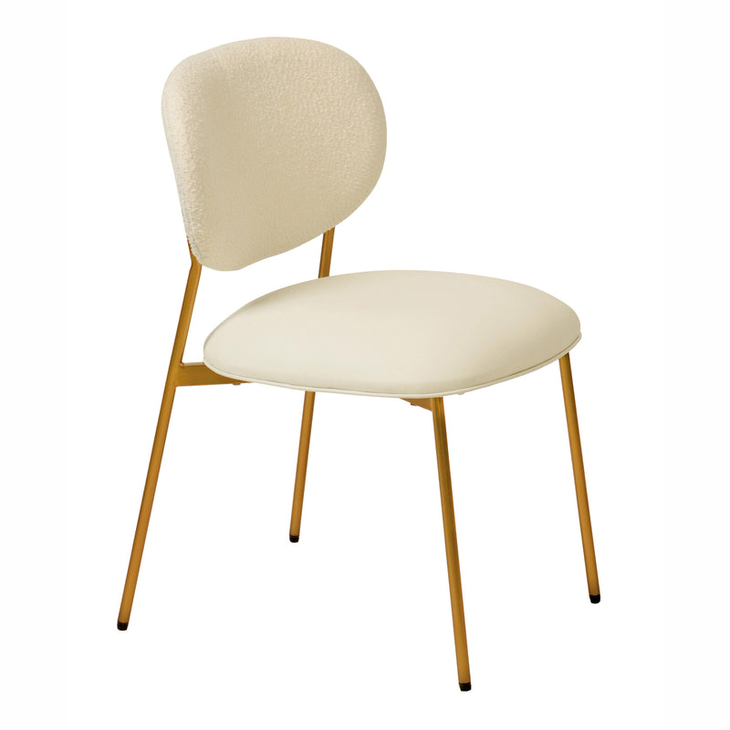 McKenzie Cream Boucle & Vegan Leather Stackable Dining Chair