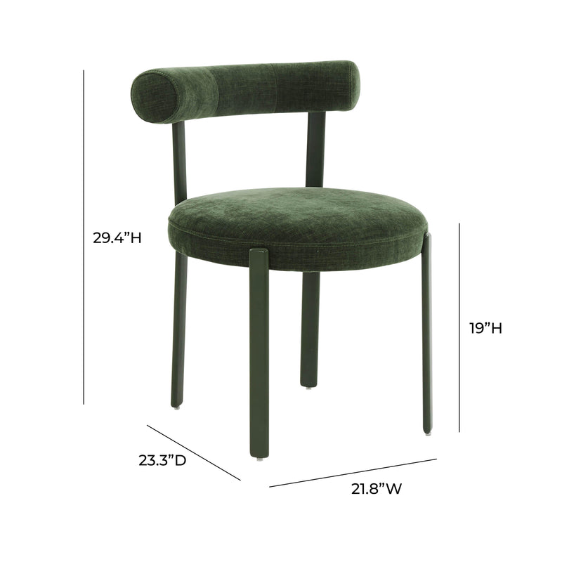 Margaret Forest Green Performance Chenille Bolster Back Dining Chair