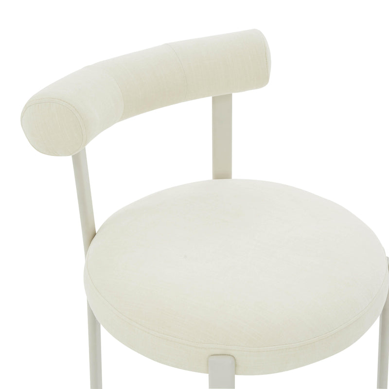 Margaret Cream Performance Chenille Bolster Back Dining Chair