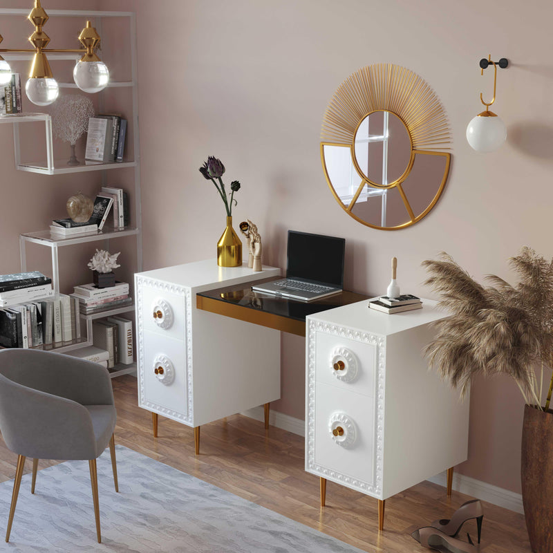 Bovey White Lacquer Desk