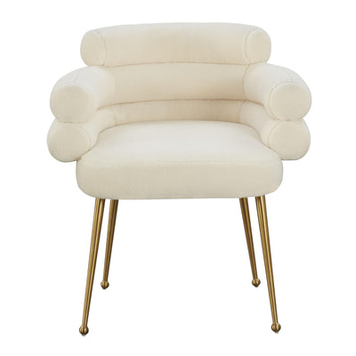 Dente Cream Faux Sheepskin Dining Chair