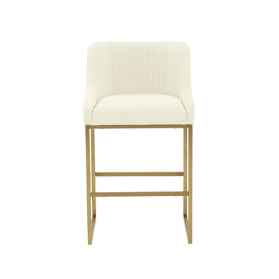 Lisa Cream Pleated Velvet Counter Stool