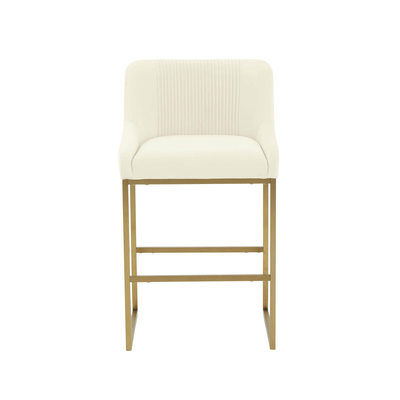 Lisa Cream Pleated Velvet Counter Stool