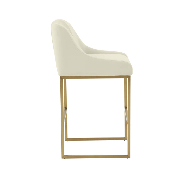 Lisa Cream Pleated Velvet Counter Stool