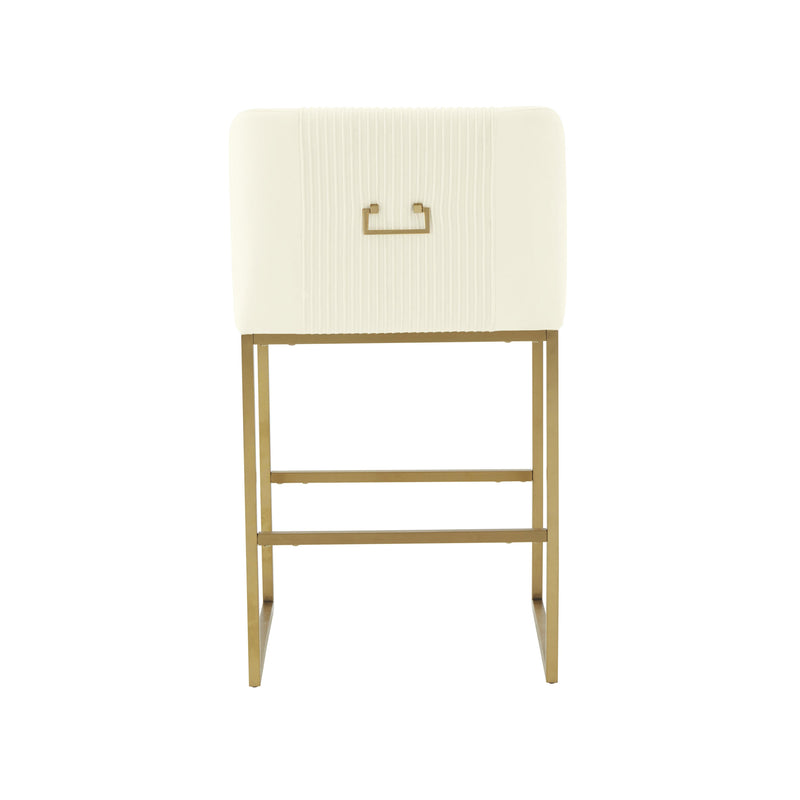 Lisa Cream Pleated Velvet Counter Stool