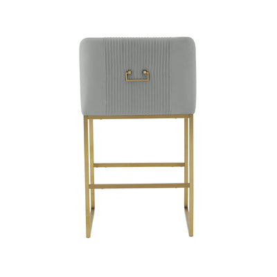 Lisa Grey Pleated Velvet Counter Stool