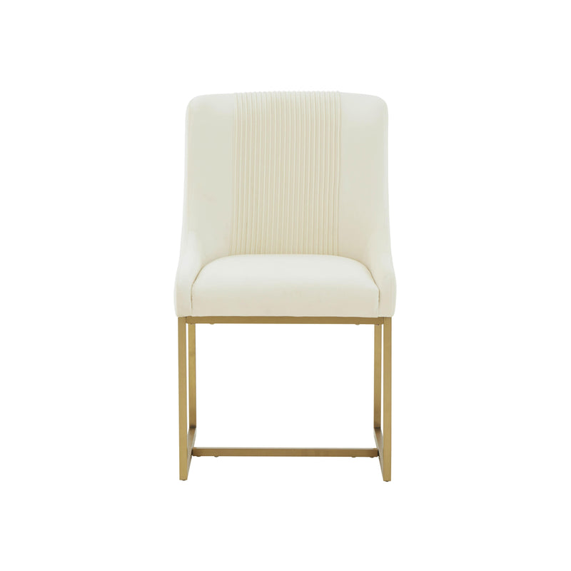 Lisa Cream Pleated Velvet Dining Chair