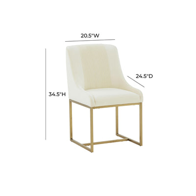 Lisa Cream Pleated Velvet Dining Chair