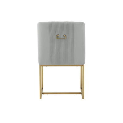 Lisa Grey Pleated Velvet  Dining Chair