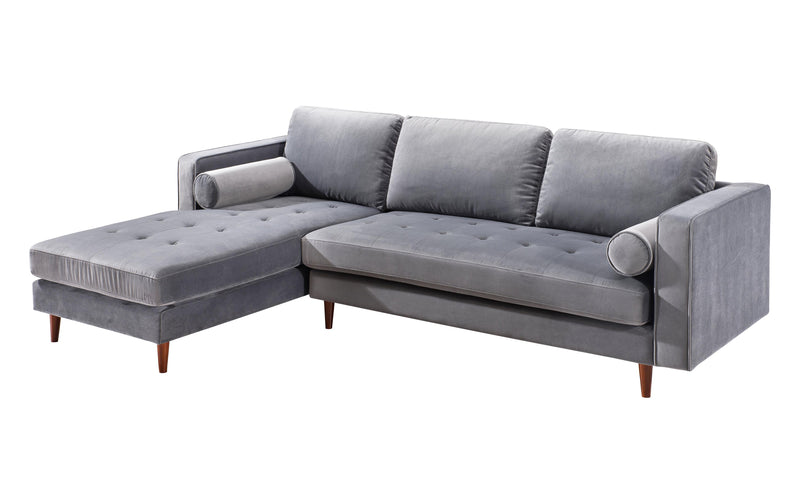 Como Grey Velvet Sectional LAF