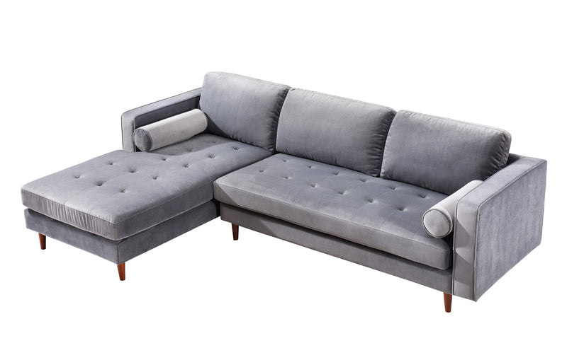 Como Grey Velvet Sectional LAF