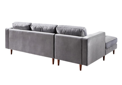 Como Grey Velvet Sectional LAF