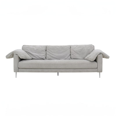 Vari Light Grey Textured Velvet Lounge Sofa