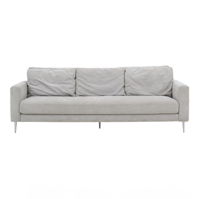 Vari Light Grey Textured Velvet Lounge Sofa