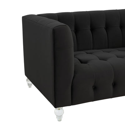 Bea Black Velvet Loveseat