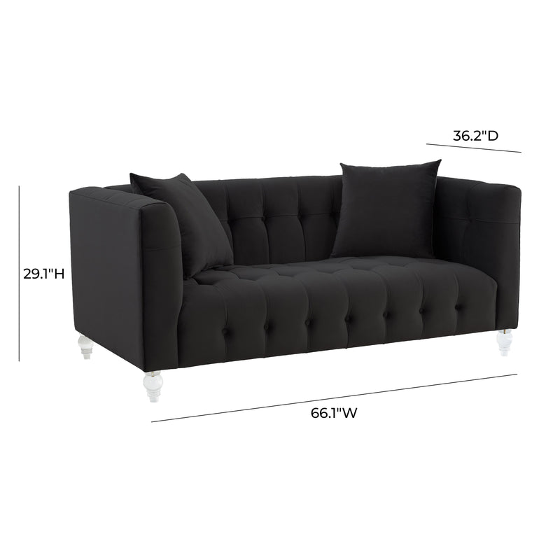 Bea Black Velvet Loveseat