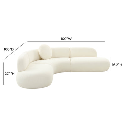 Broohah Cream Boucle Sectional - Curved Loveseat