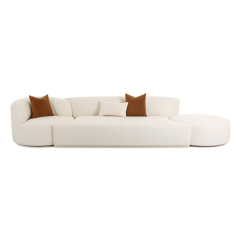 Fickle Cream Boucle 3-Piece Chaise Modular Sofa