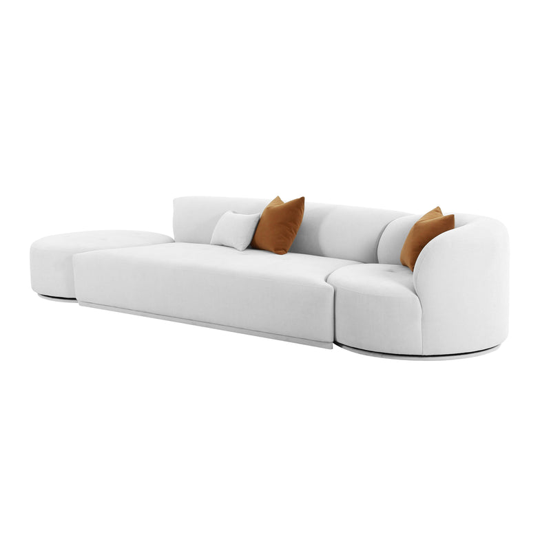 Fickle Grey Velvet 3-Piece Chaise Modular Sofa