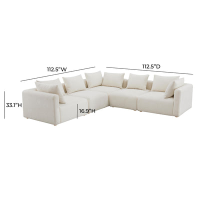 Hangover Cream Boucle 5-Piece Modular L-Sectional