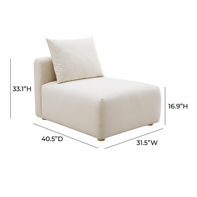 Hangover Cream Linen Modular Armless Chair