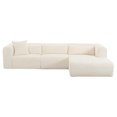 Tarra Fluffy Oversized Cream Corduroy Modular RAF Sectional