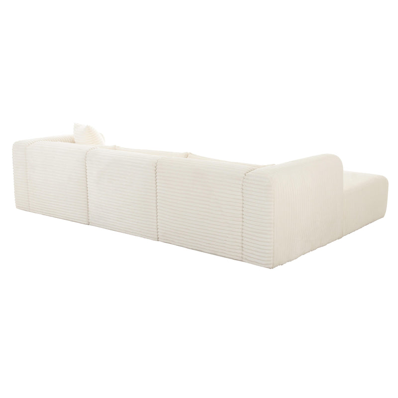 Tarra Fluffy Oversized Cream Corduroy Modular LAF Sectional