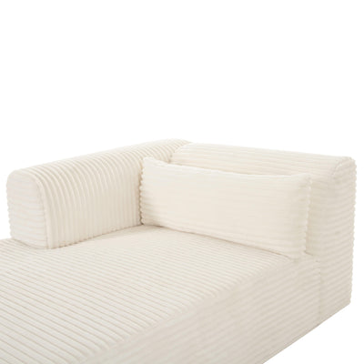 Tarra Fluffy Oversized Cream Corduroy Modular LAF Chaise