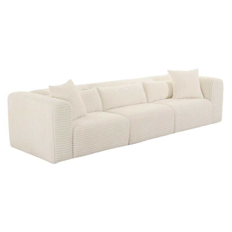 Tarra Fluffy Oversized Cream Corduroy Modular Sofa