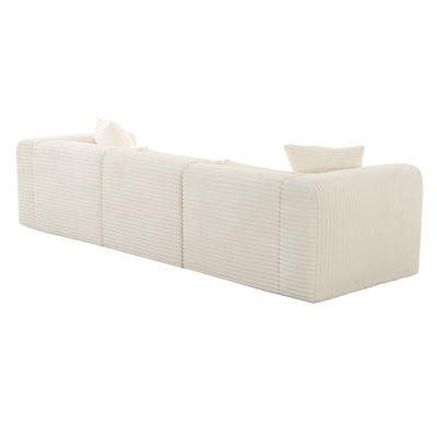 Tarra Fluffy Oversized Cream Corduroy Modular Sofa