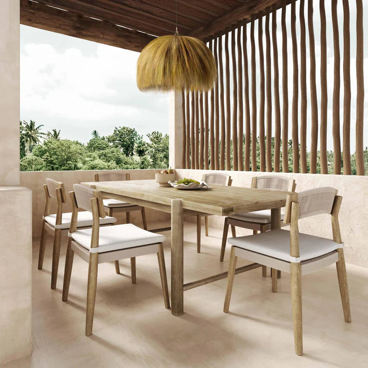 Gata Light Teak Outdoor Rectangular Dining Table Set