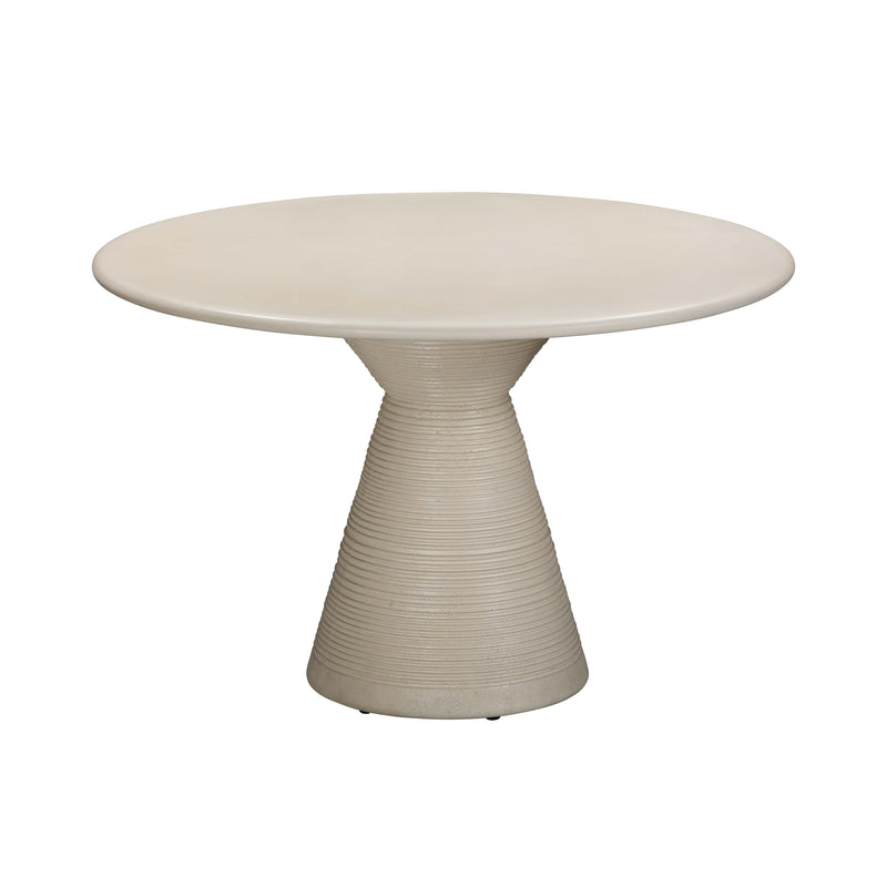 Fern Beige Textured Faux Plaster Concrete Indoor / Outdoor Round Dining Table