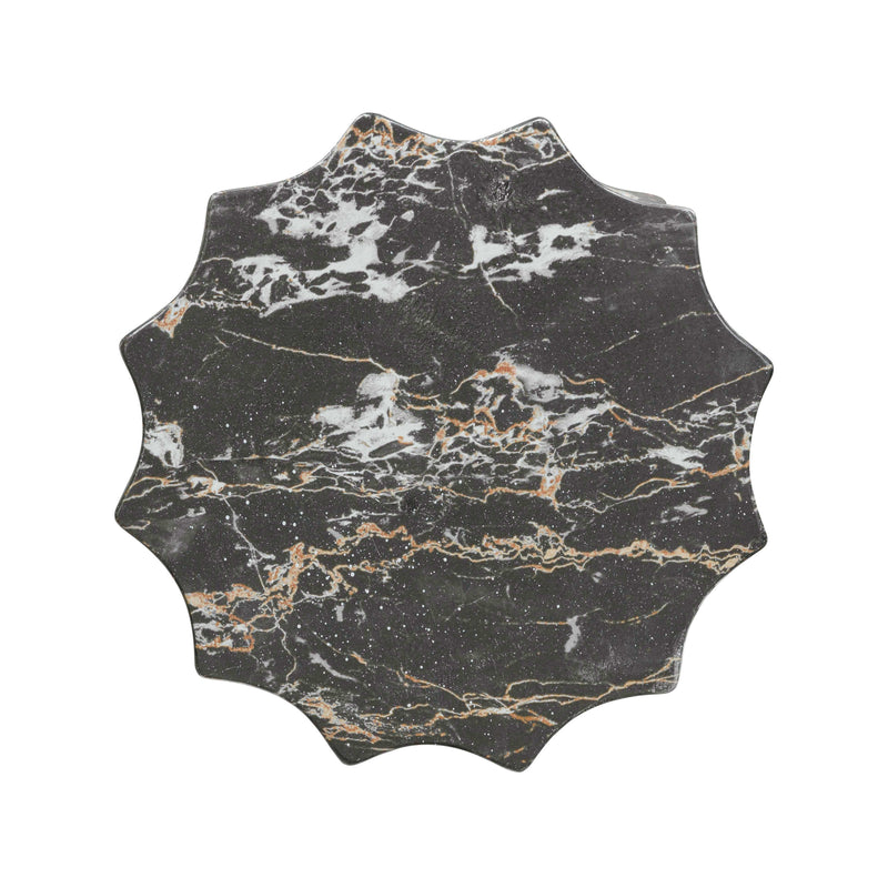 Turin Black Faux Marble Indoor / Outdoor Concrete Stool