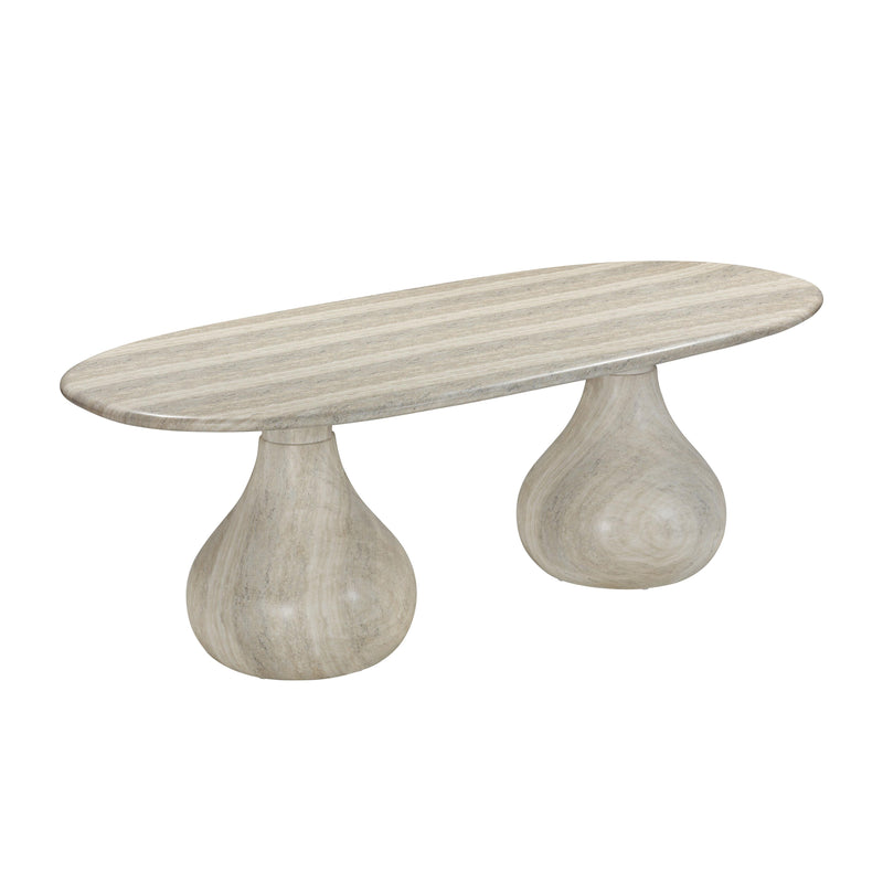 Smooch Faux Travertine Indoor / Outdoor Pedestal Dining Table