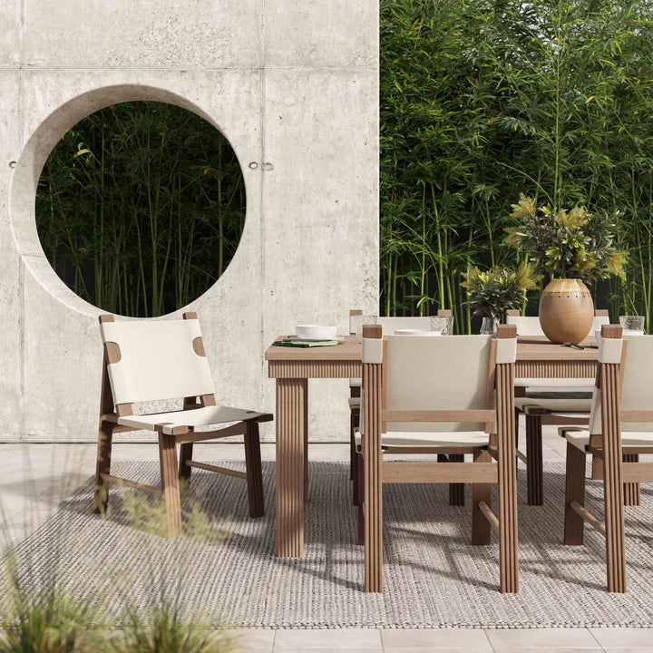 Cassie Natural 75 Inch Rectangular Outdoor Dining Table Set