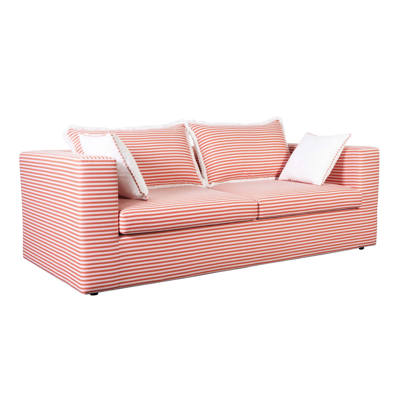 Salty Coral Striped Outdoor Sofa